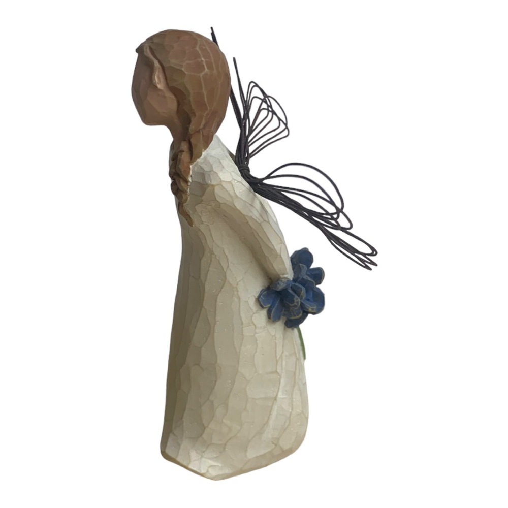 VTG Willow Tree Angel Wings Wood Figurine Floral Bouquet Collectible Minimalist